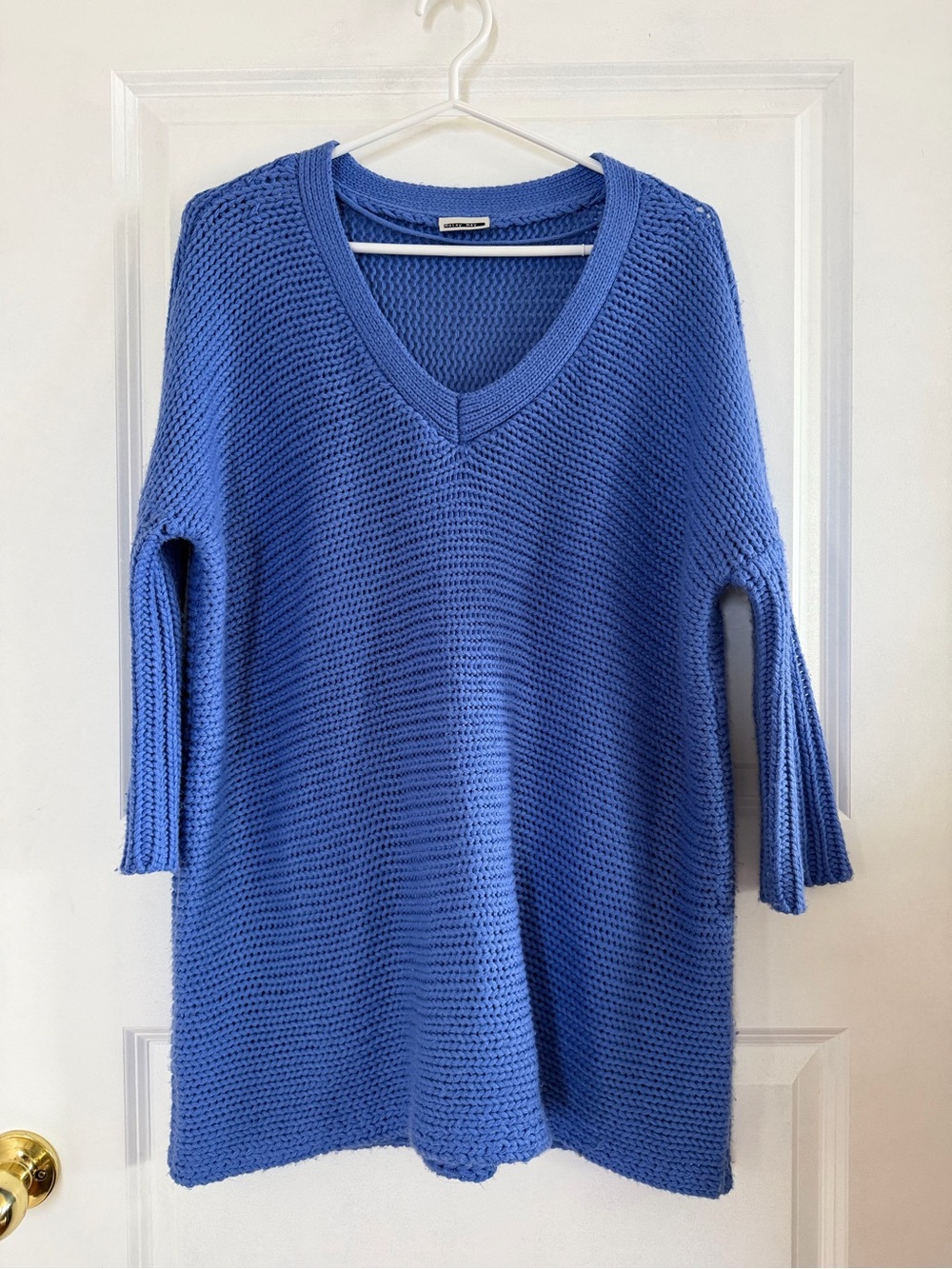 Noisy May Periwinkle Blue V-Neck Chunky Knit Sweater Top Size XS